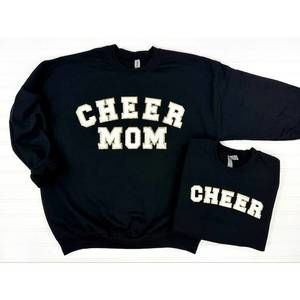 NEW ONE ELEVEN NORTH cheer mom and mini chenille patch sweatshirt in black